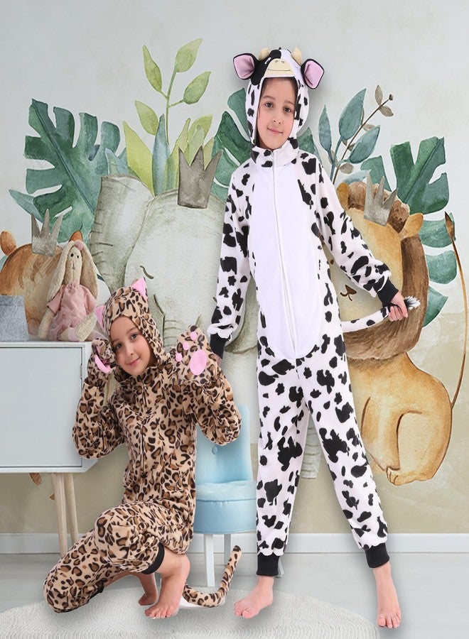Wizland Fleece Leopard Costume for Kids One Piece Cheetah Costume Cat Onesie Cheetah Onesie Kids 10-12 - Image 5